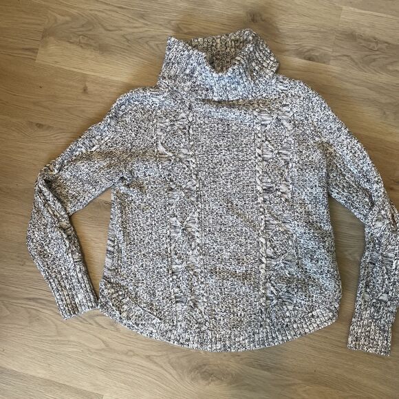GAP Sweaters - Cabincore Cozy Gap Women’s Cableknit ChunkyTurtleneck Sweater Black White XS